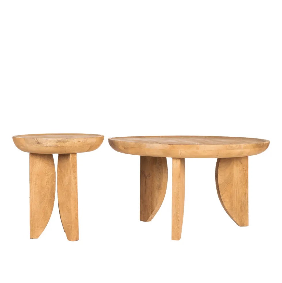 JEPARA Table basse ronde en bois massif ø84cm