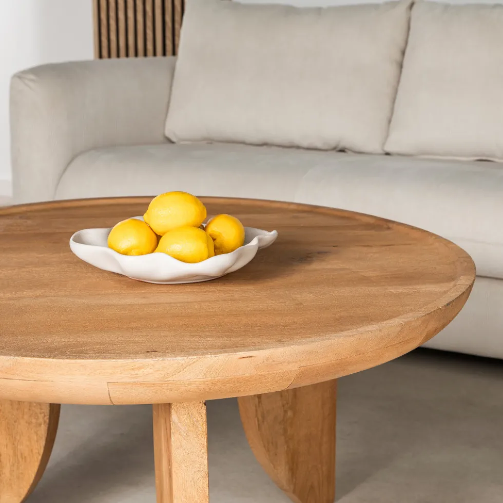 JEPARA Table basse ronde en bois massif ø84cm