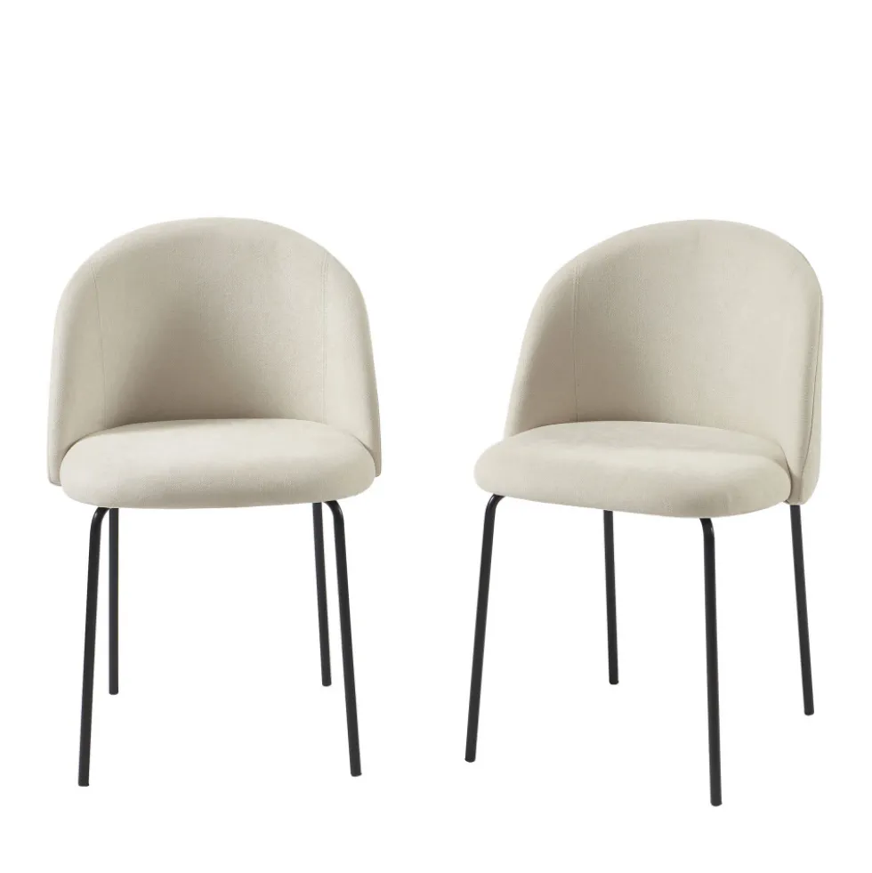 JILL Lot de 2 chaises en tissu et métal