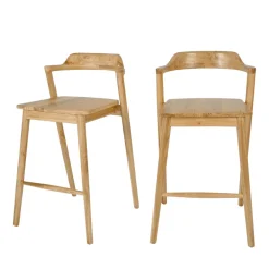 JOKO Lot de 2 chaises de bar en teck H65cm