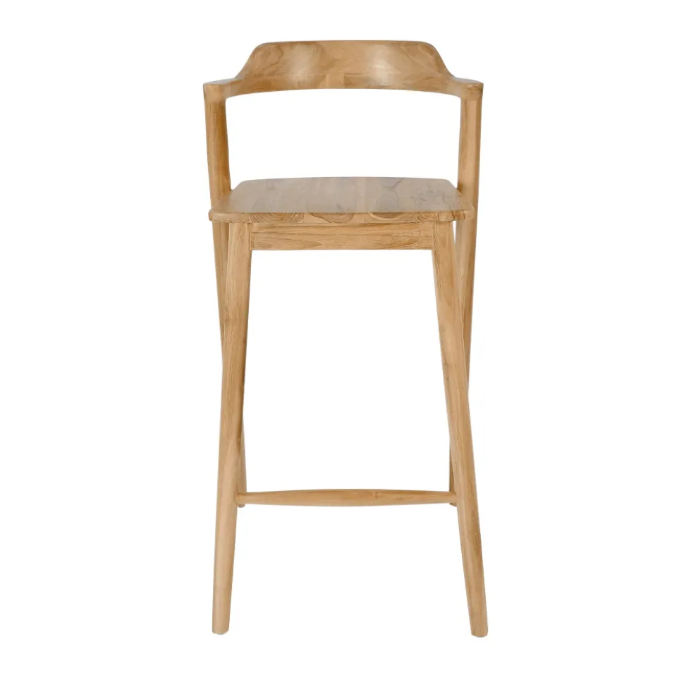 JOKO Lot de 2 chaises de bar en teck H75cm