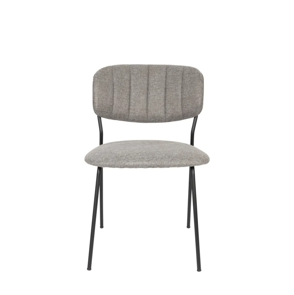 JOLIEN Lot de 2 chaises en tissu et métal pieds noirs