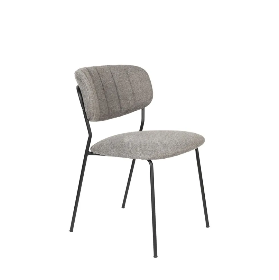 JOLIEN Lot de 2 chaises en tissu et métal pieds noirs