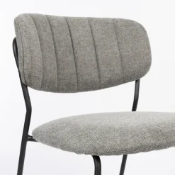 JOLIEN Lot de 2 chaises en tissu et métal pieds noirs