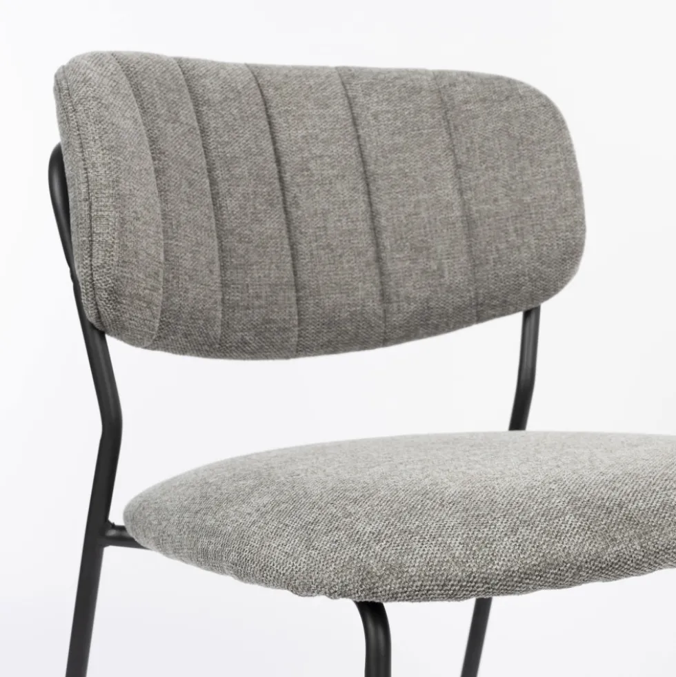 JOLIEN Lot de 2 chaises en tissu et métal pieds noirs
