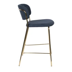 JOLIEN Lot de 2 tabourets de bar en tissu avec pieds dorés