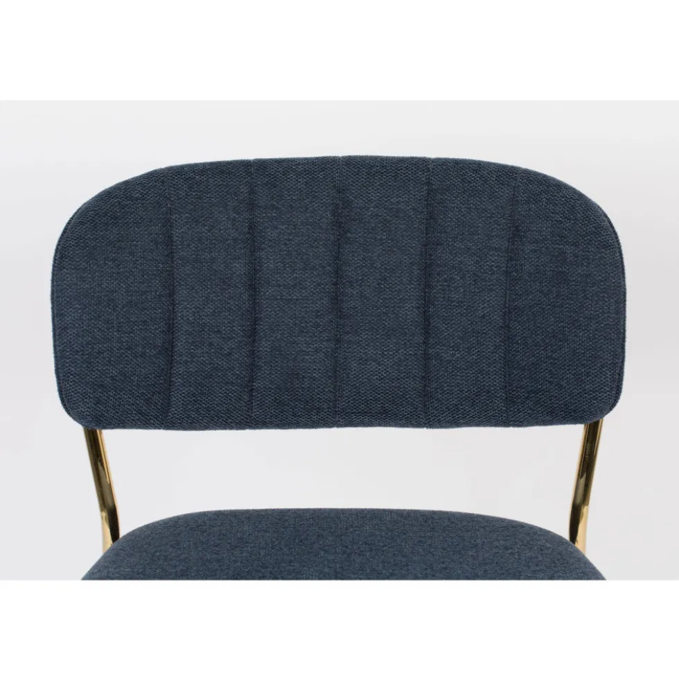 JOLIEN Lot de 2 tabourets de bar en tissu avec pieds dorés