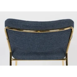JOLIEN Lot de 2 tabourets de bar en tissu avec pieds dorés