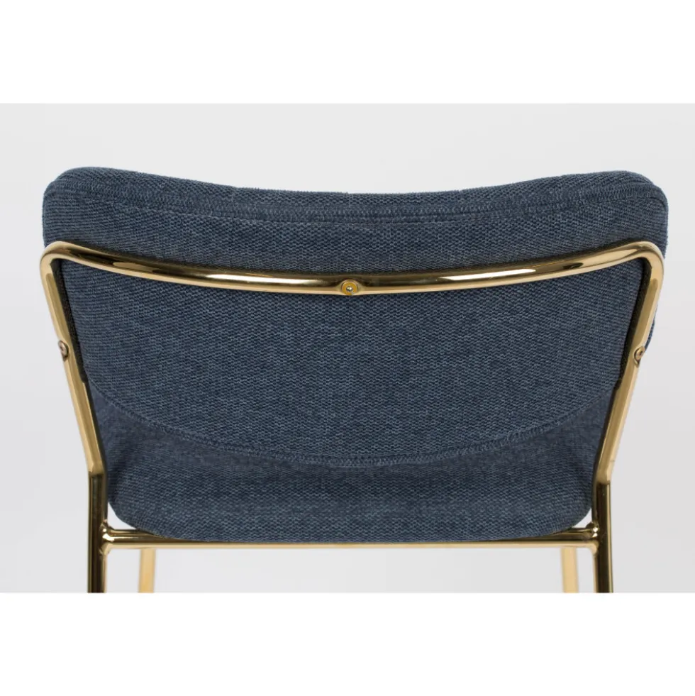 JOLIEN Lot de 2 tabourets de bar en tissu avec pieds dorés