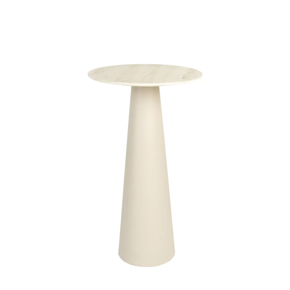 JOYA Table d'appoint ronde effet travertin ø40cm H70cm