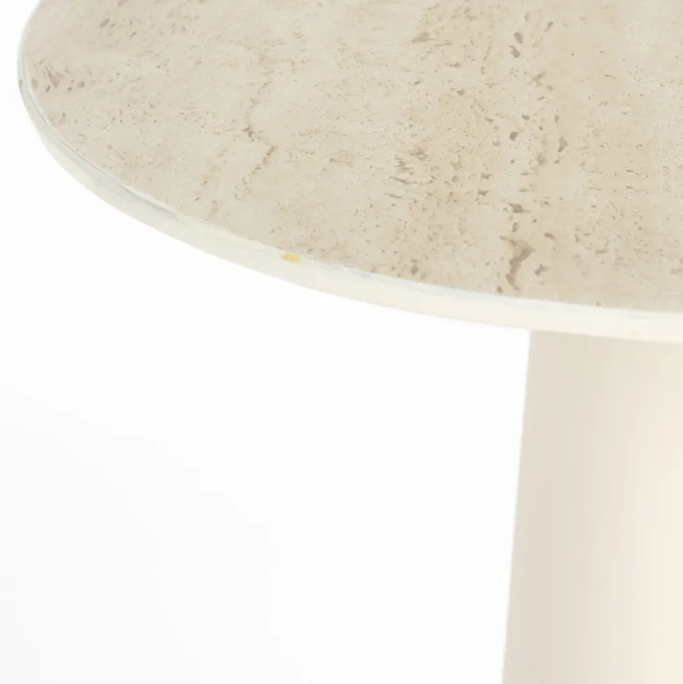 JOYA Table d'appoint ronde effet travertin ø40cm H70cm