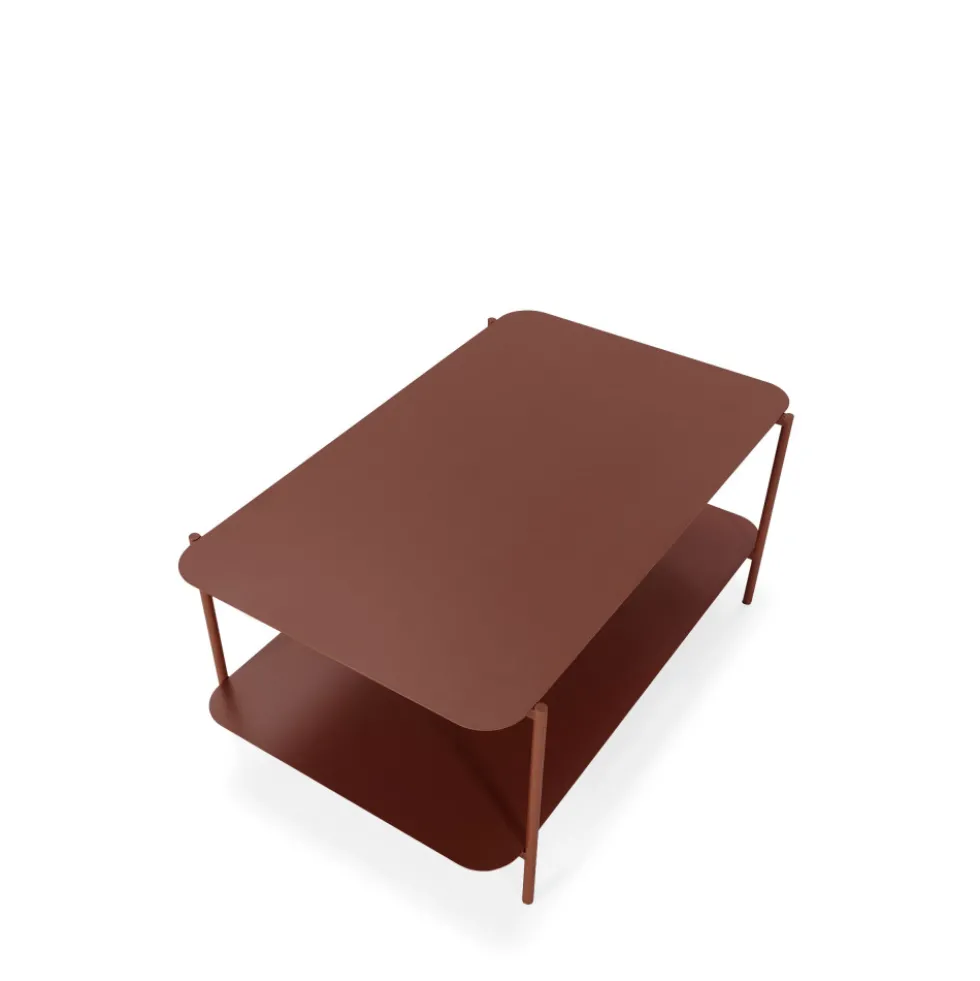 JUDITH Table basse rectangulaire en métal à double plateau