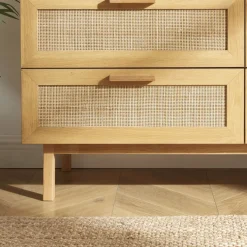 JUNE Commode 6 tiroirs en bois et cannage L130cm