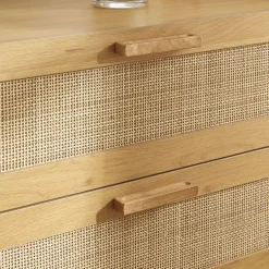 JUNE Commode 3 tiroirs en bois et cannage L85cm