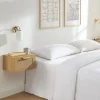 JUNE Lot de 2 tables de chevet murales avec rangement en bois et cannage