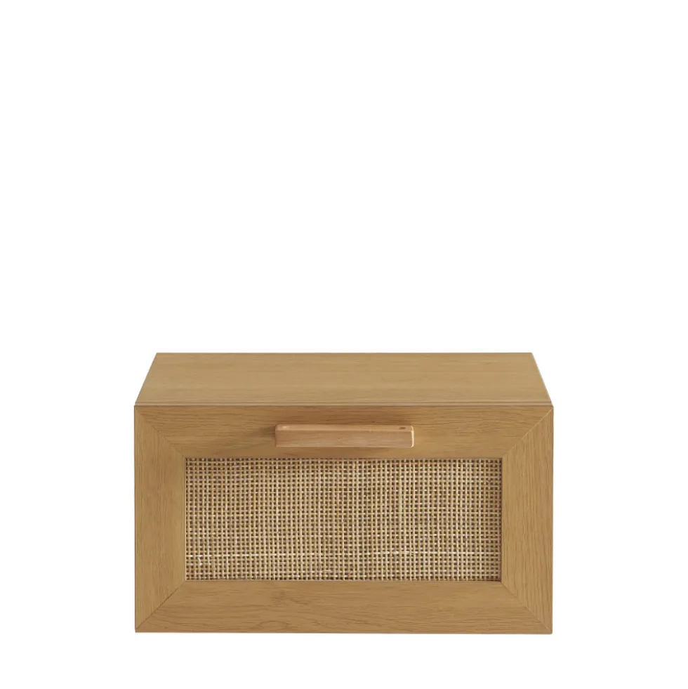 JUNE Lot de 2 tables de chevet murales avec rangement en bois et cannage