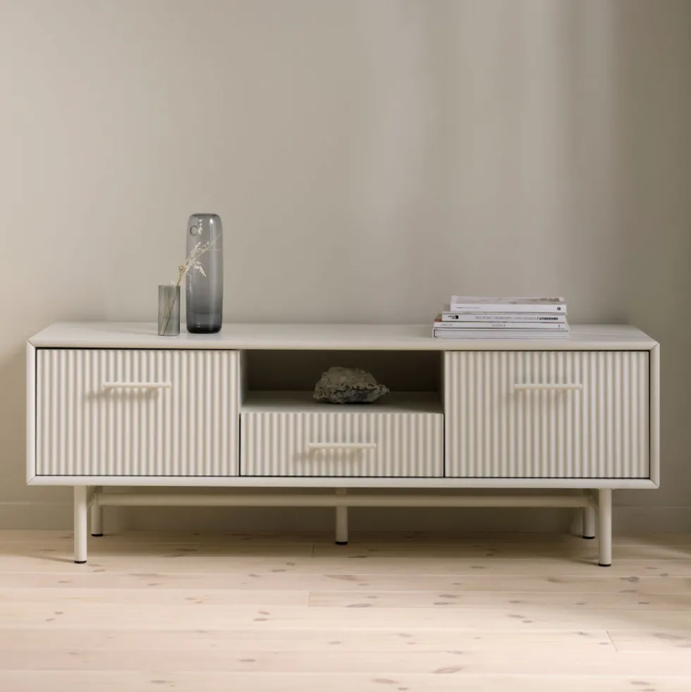 JURA Meuble TV 2 portes 1 tiroir en bois et métal L140cm