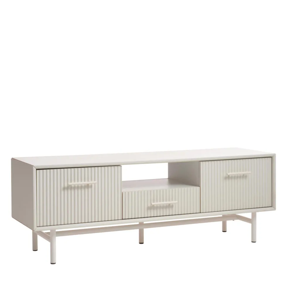 JURA Meuble TV 2 portes 1 tiroir en bois et métal L140cm