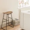 KABAYAN Tabouret de bar en teck recyclé et métal H65cm