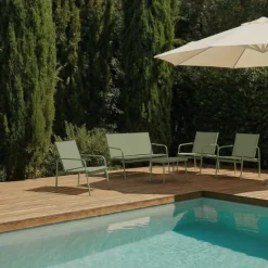 KALLIA Salon de jardin 4 personnes en acier traité et textilène