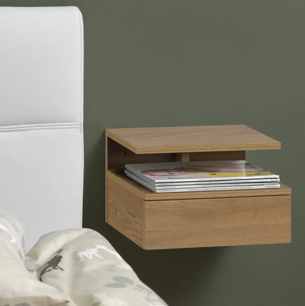 KAMICHI Table de chevet murale 1 tiroir en bois