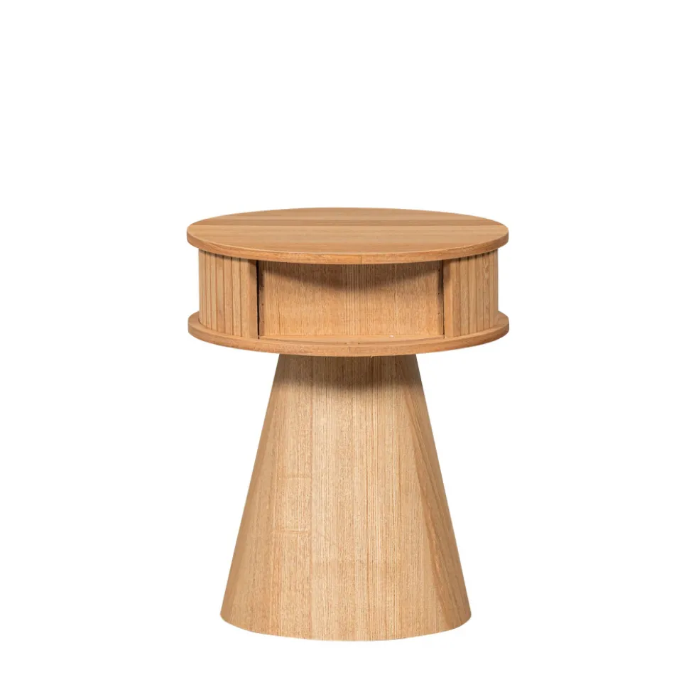 KARRI Table de chevet 2 portes coulissantes en bois
