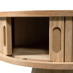 KARRI Table de chevet 2 portes coulissantes en bois
