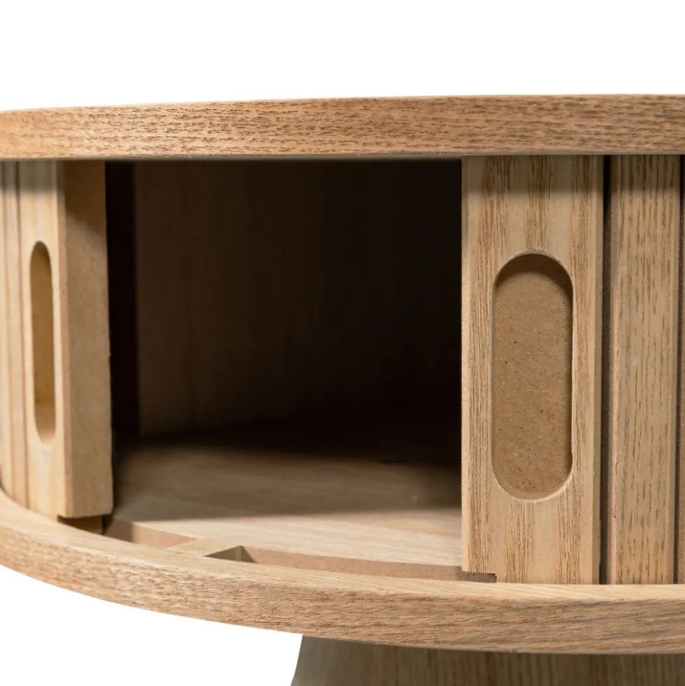 KARRI Table de chevet 2 portes coulissantes en bois