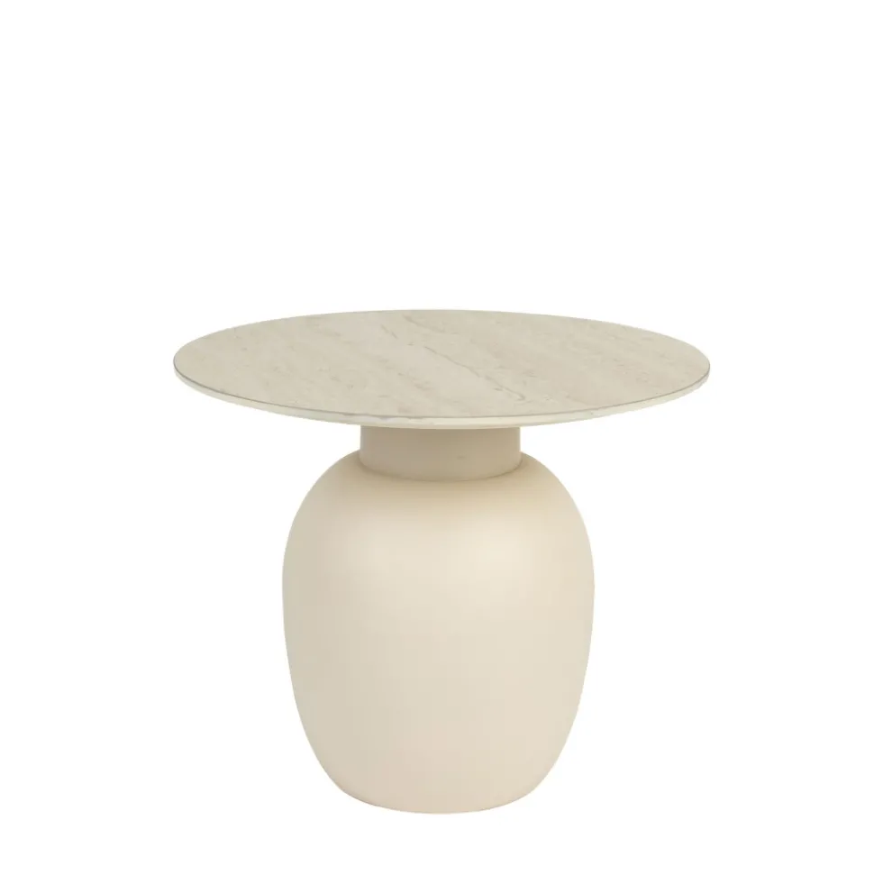KARULA Table d'appoint ronde effet travertin ø50cm
