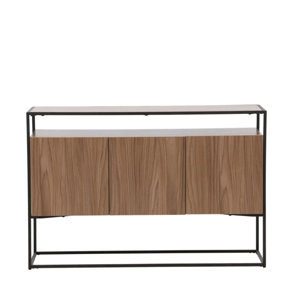 KINGSPORT Buffet 3 portes en bois et métal L120cm