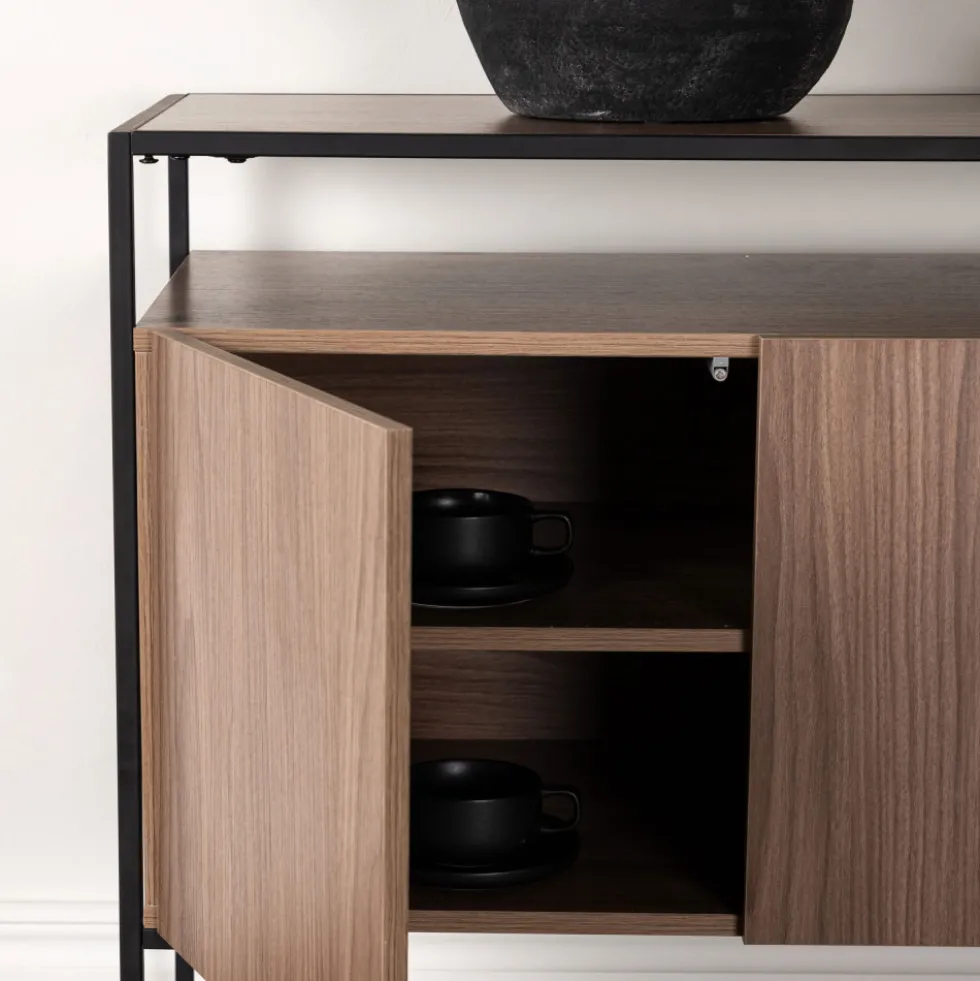 KINGSPORT Buffet 3 portes en bois et métal L120cm