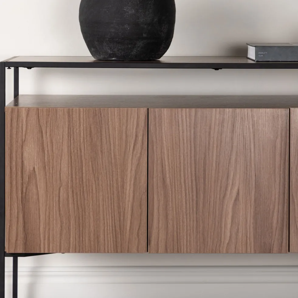 KINGSPORT Buffet 3 portes en bois et métal L120cm