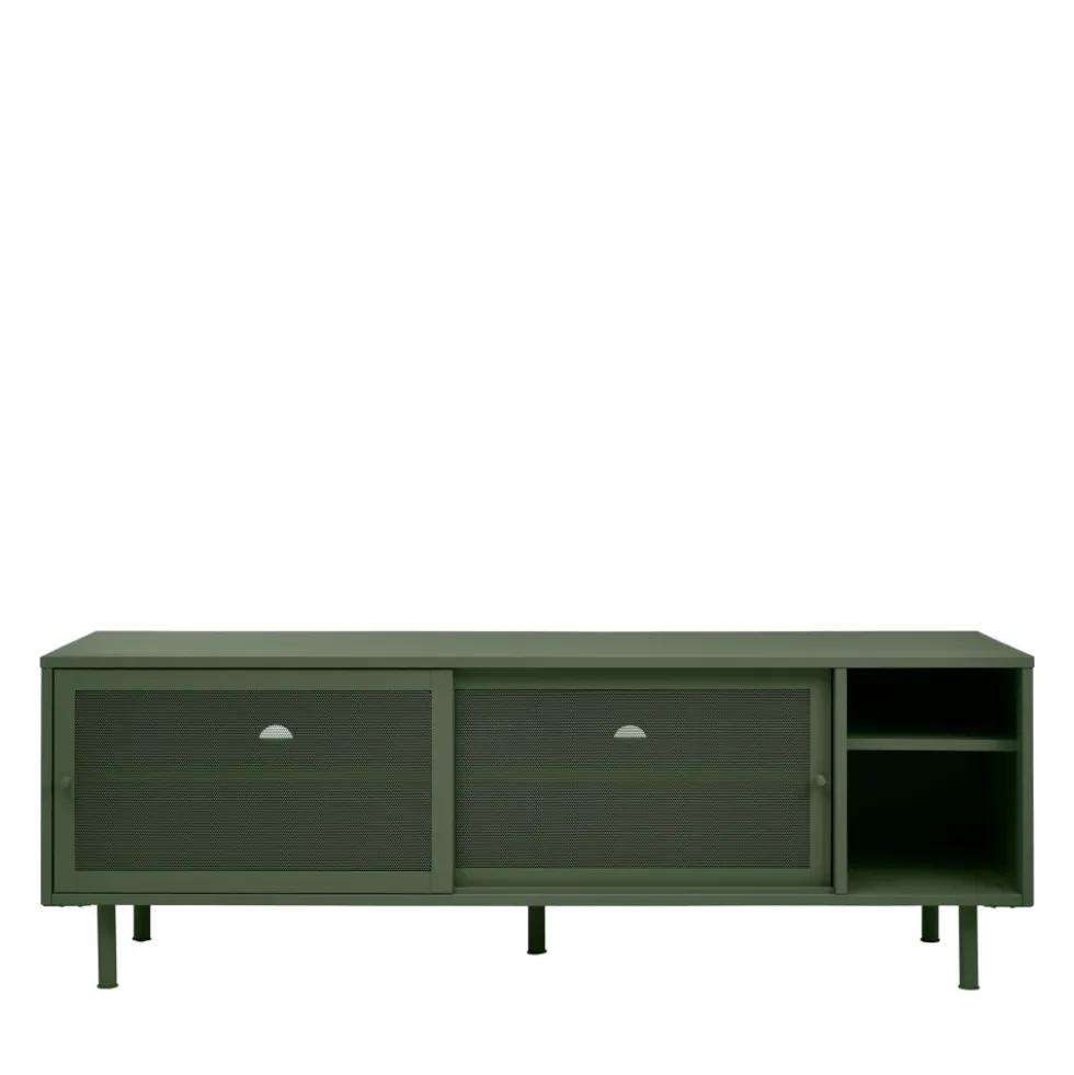 KISO Meuble TV 2 portes, 2 niches en métal L160cm