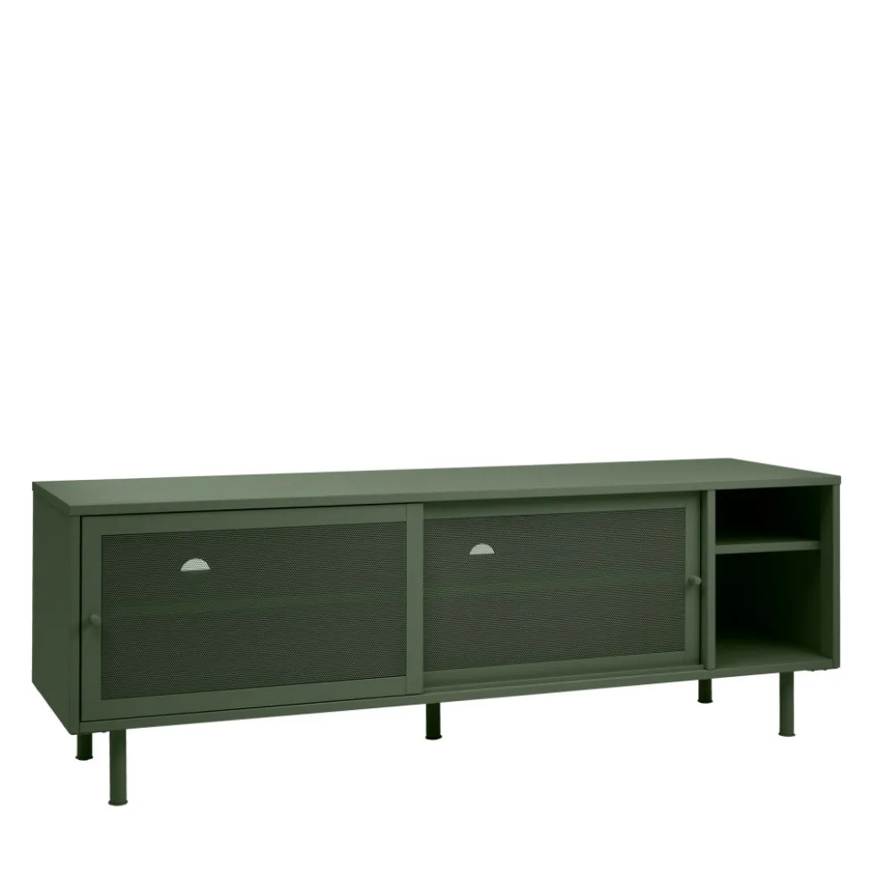KISO Meuble TV 2 portes, 2 niches en métal L160cm