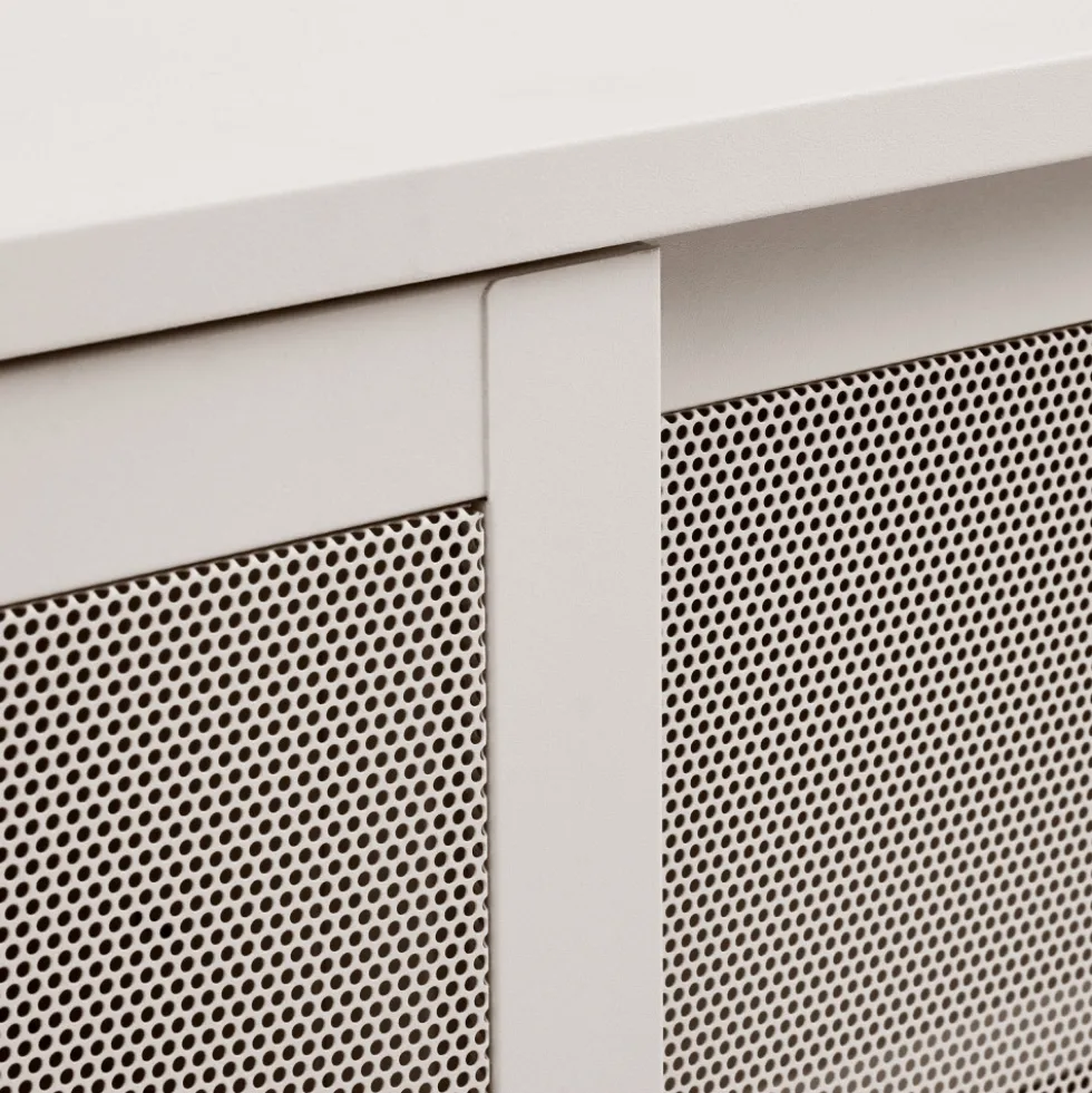 KISO Meuble TV 2 portes, 2 niches en métal L160cm