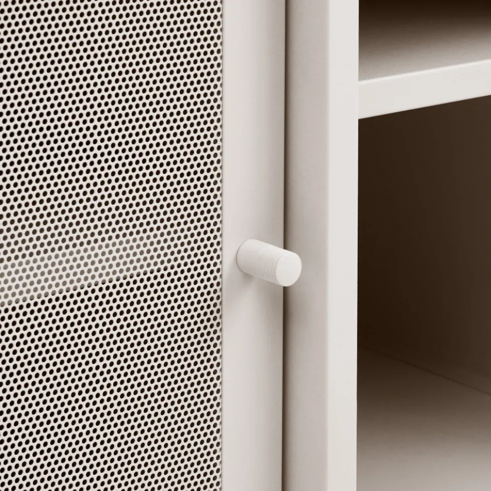 KISO Meuble TV 2 portes, 2 niches en métal L160cm