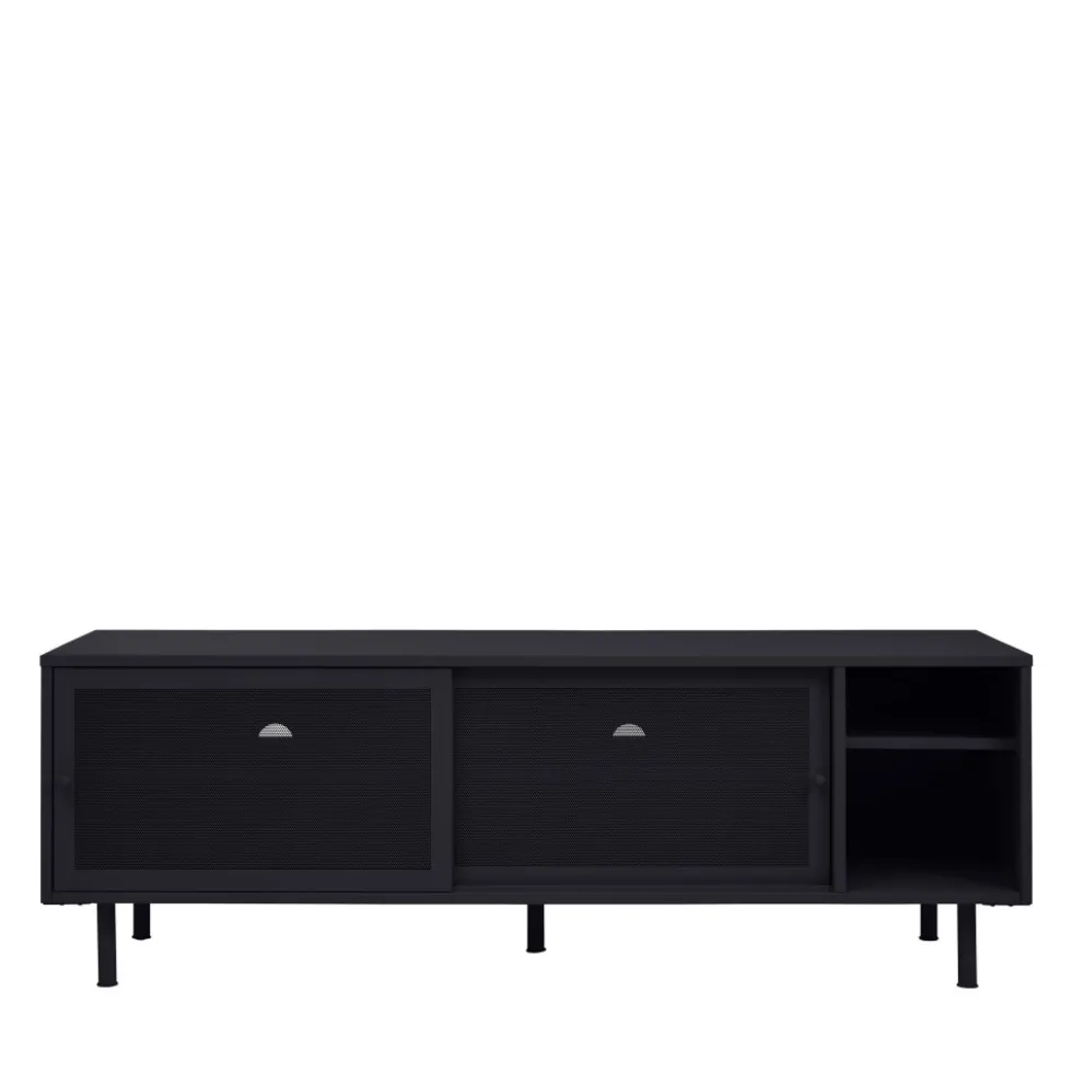 KISO Meuble TV 2 portes, 2 niches en métal L160cm
