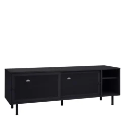 KISO Meuble TV 2 portes, 2 niches en métal L160cm