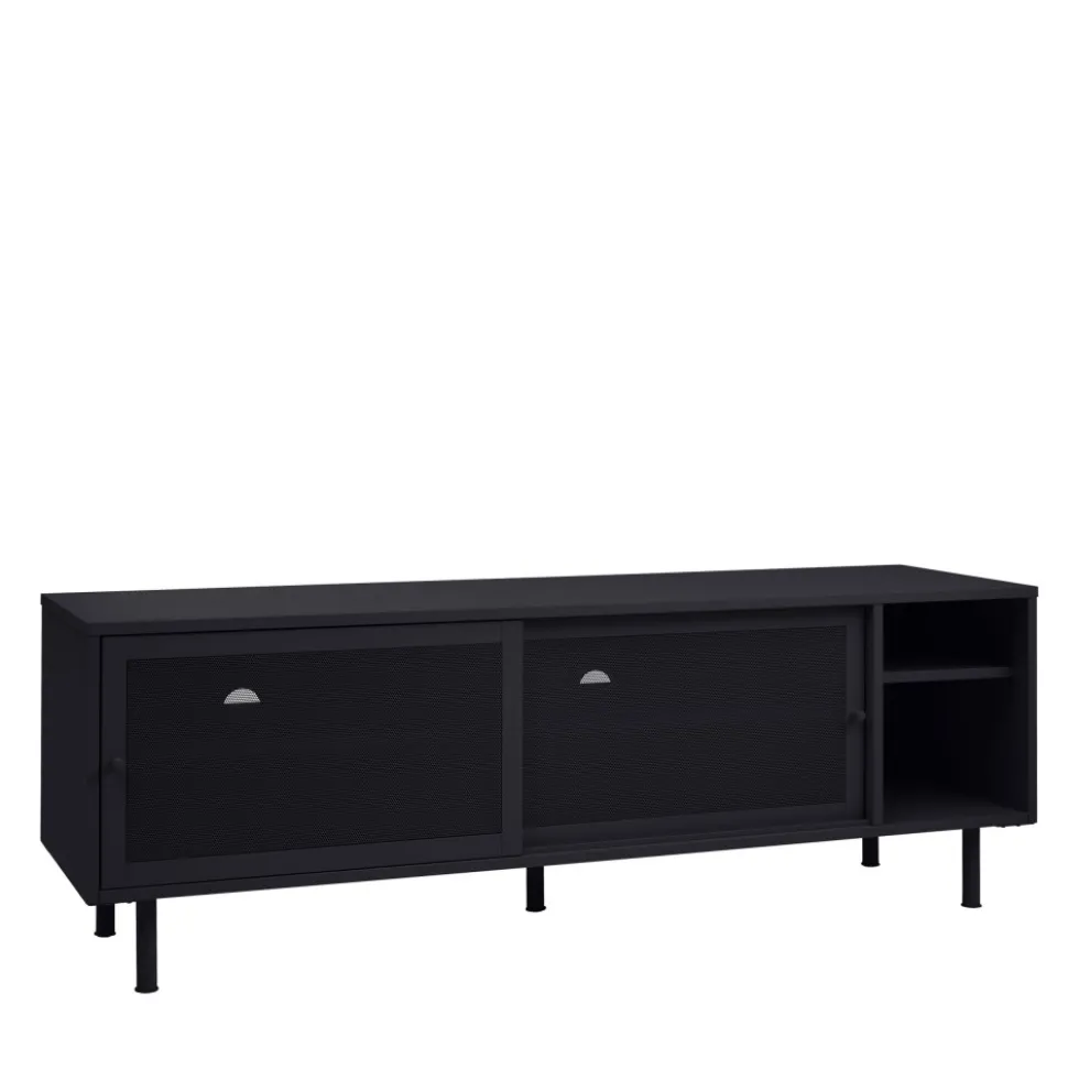 KISO Meuble TV 2 portes, 2 niches en métal L160cm