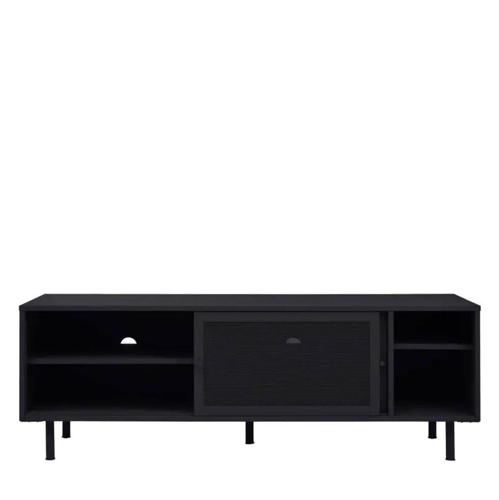 KISO Meuble TV 2 portes, 2 niches en métal L160cm