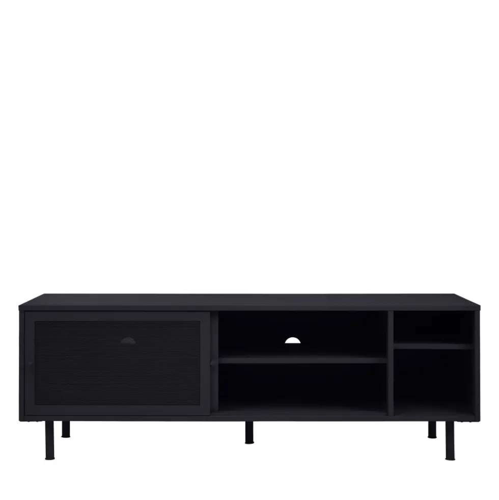 KISO Meuble TV 2 portes, 2 niches en métal L160cm