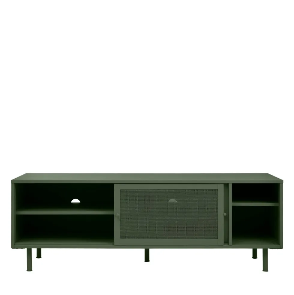 KISO Meuble TV 2 portes, 2 niches en métal L160cm
