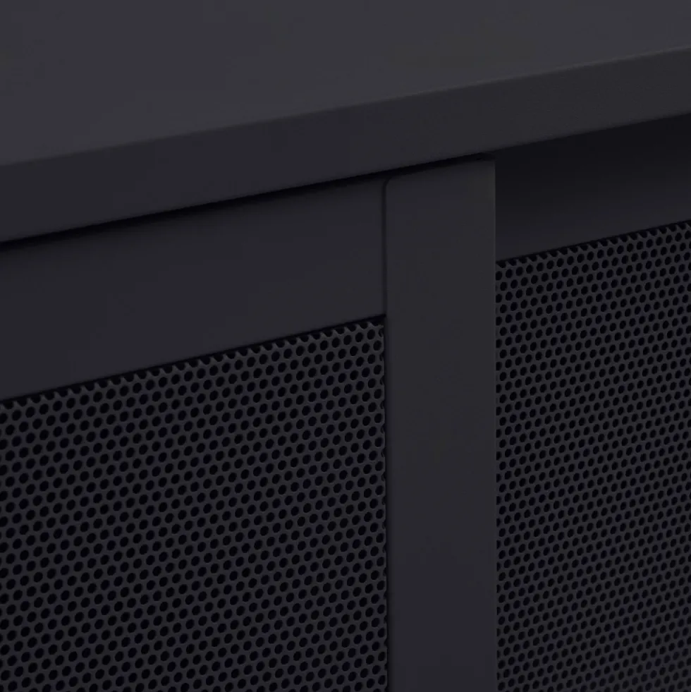 KISO Meuble TV 2 portes, 2 niches en métal L160cm