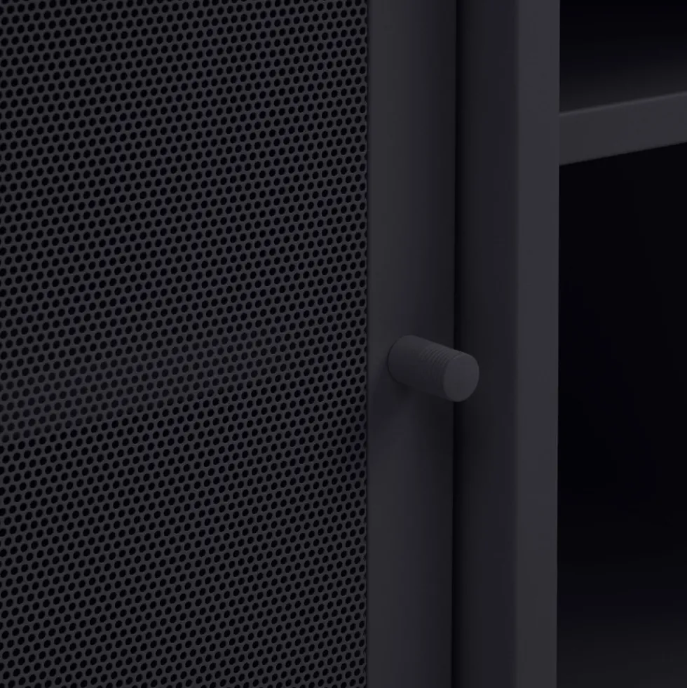 KISO Meuble TV 2 portes, 2 niches en métal L160cm
