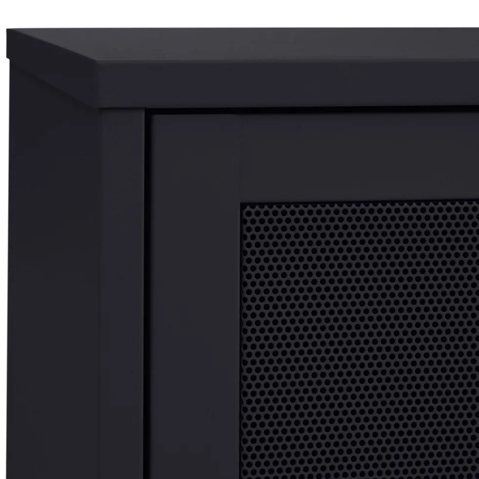 KISO Meuble TV 2 portes, 2 niches en métal L160cm