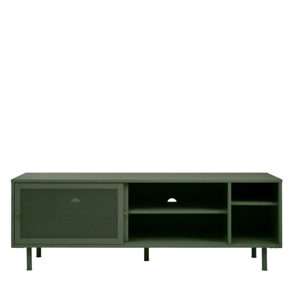 KISO Meuble TV 2 portes, 2 niches en métal L160cm