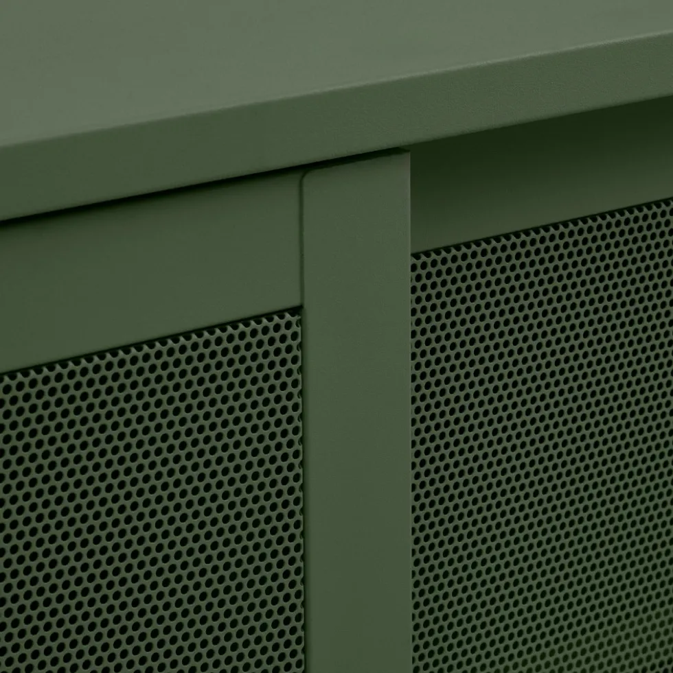 KISO Meuble TV 2 portes, 2 niches en métal L160cm