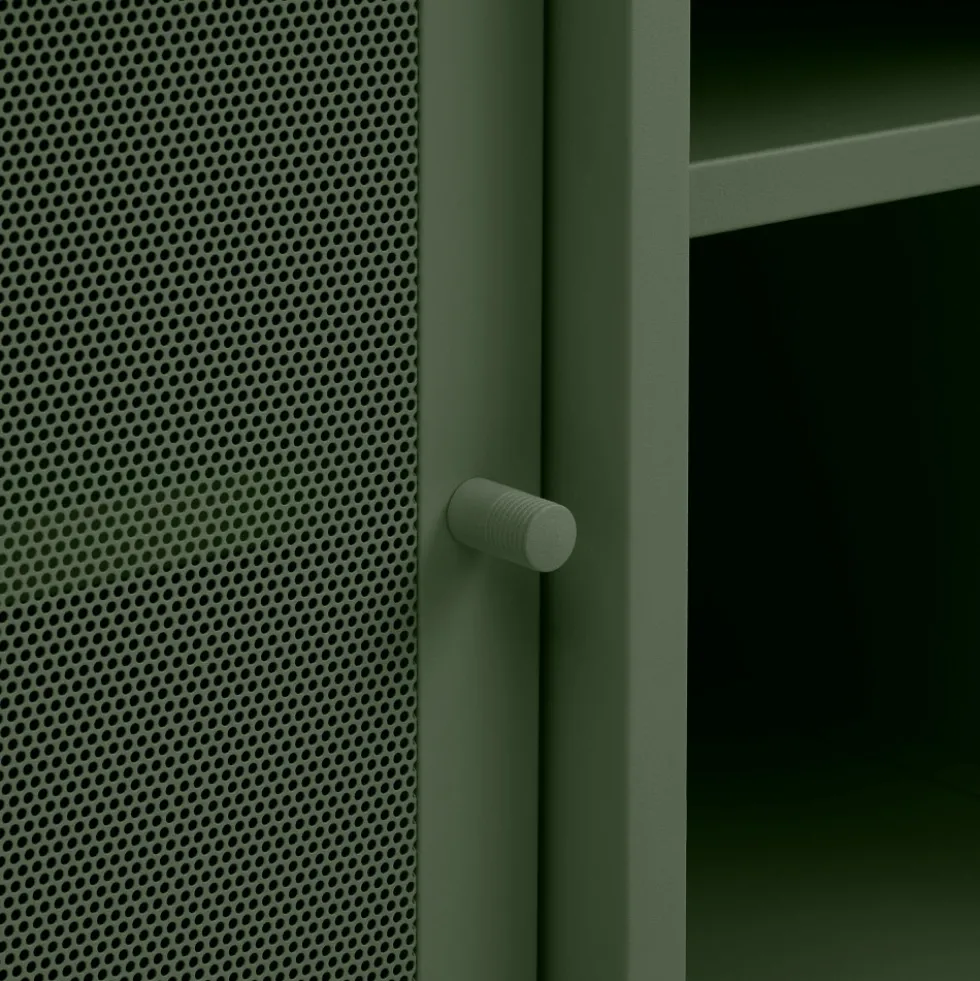 KISO Meuble TV 2 portes, 2 niches en métal L160cm