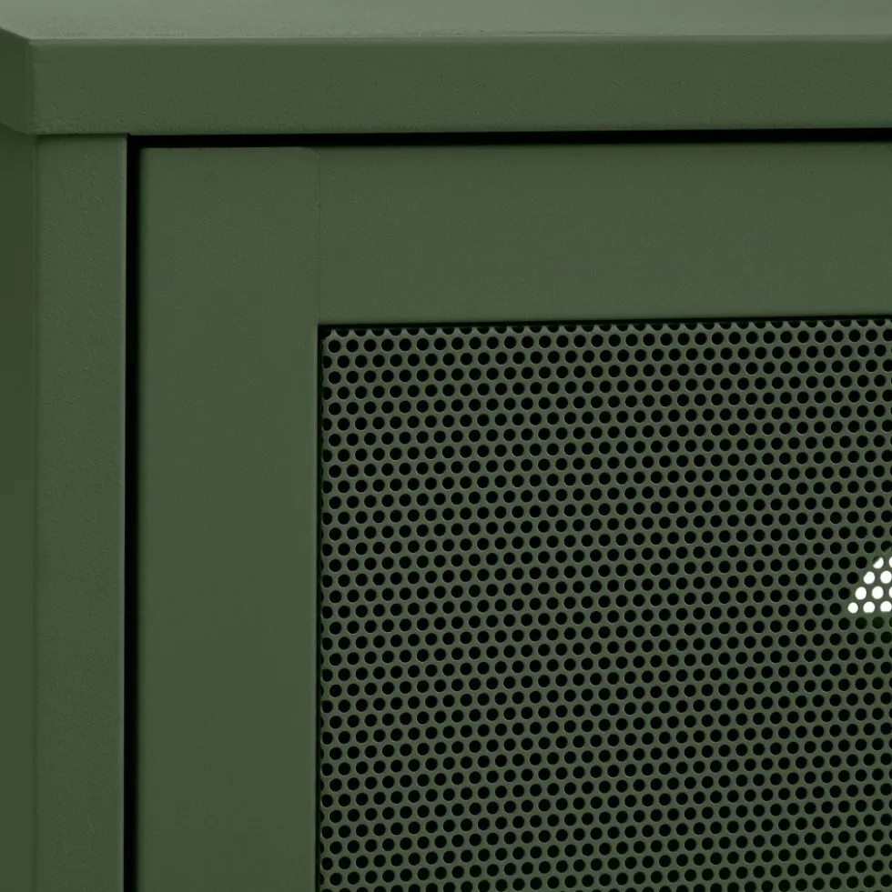 KISO Meuble TV 2 portes, 2 niches en métal L160cm