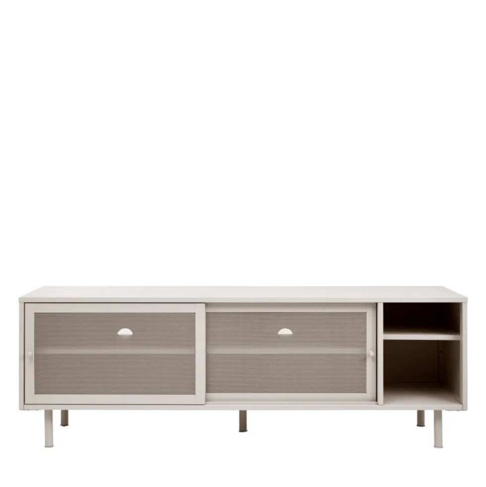 KISO Meuble TV 2 portes, 2 niches en métal L160cm